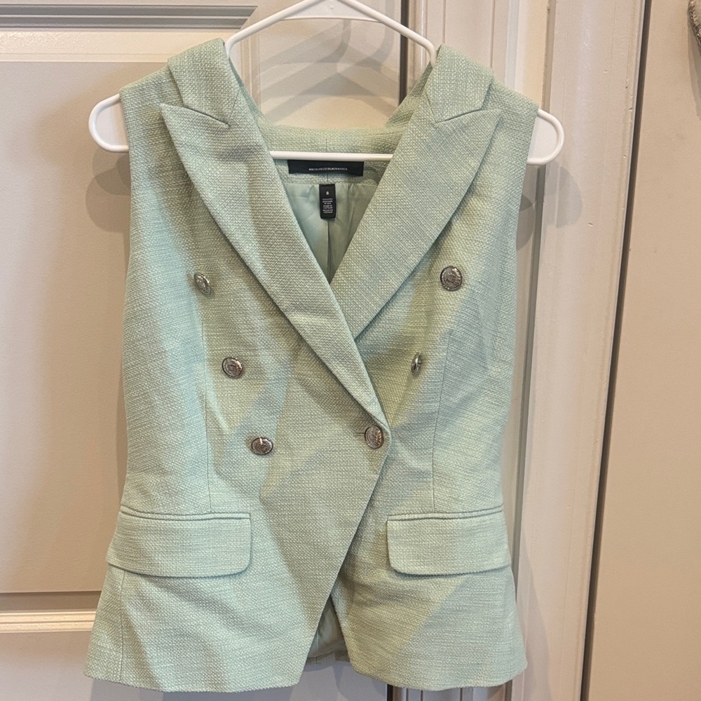 White House Black Market Mint Double-Breasted Vest